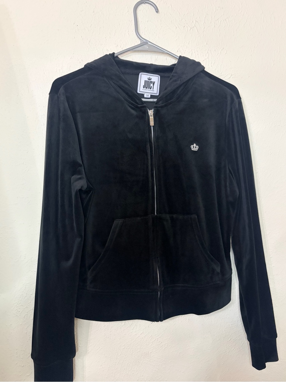 Juicy Couture Black Velour Zip-Up Hoodie Jacket